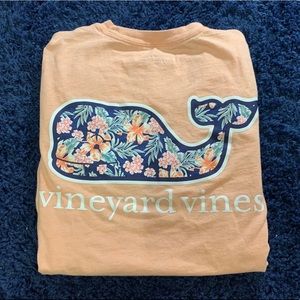 Cream Orange Vineyard Vines Tee with Floral Whale